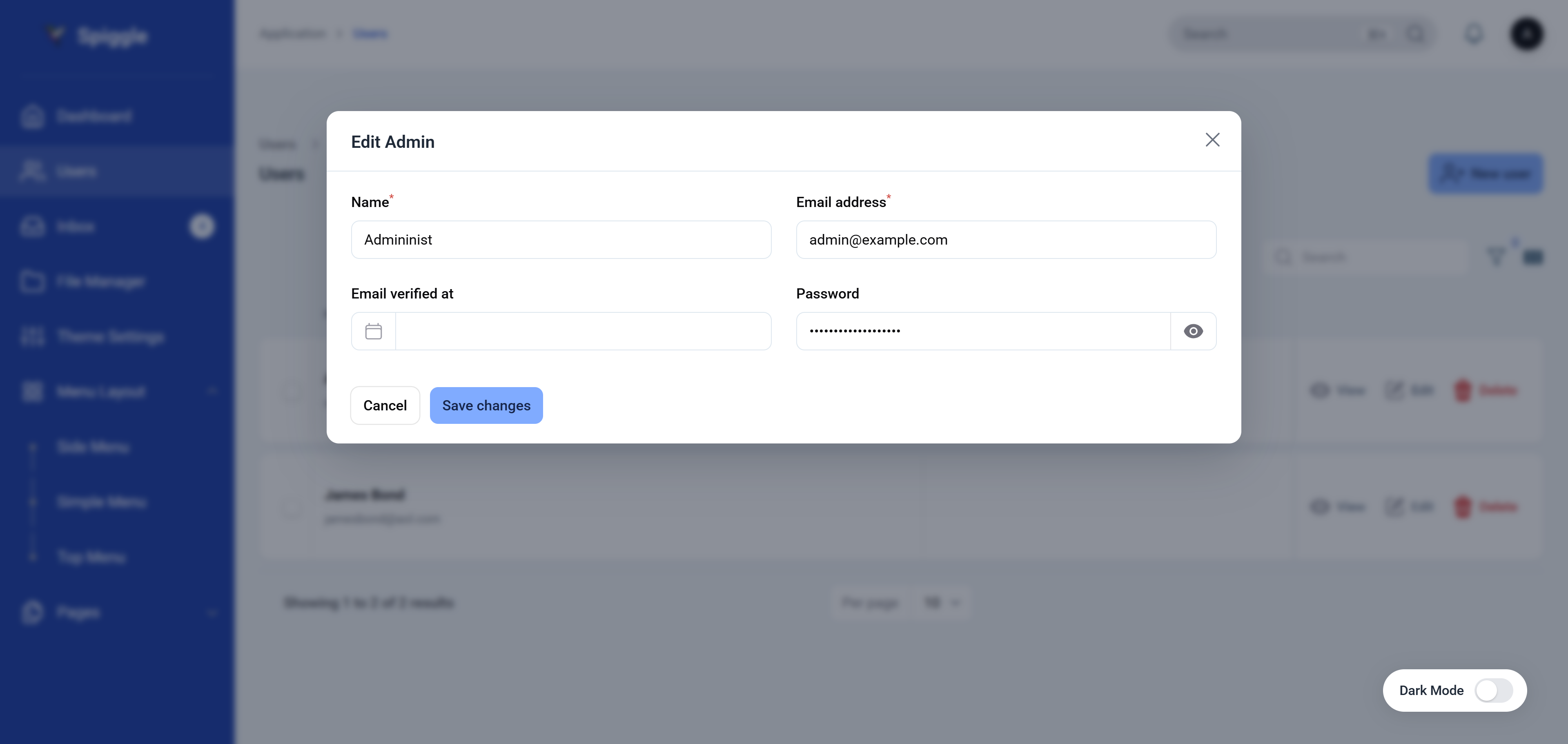 Solid sidebar, Blue palette, edit lightbox