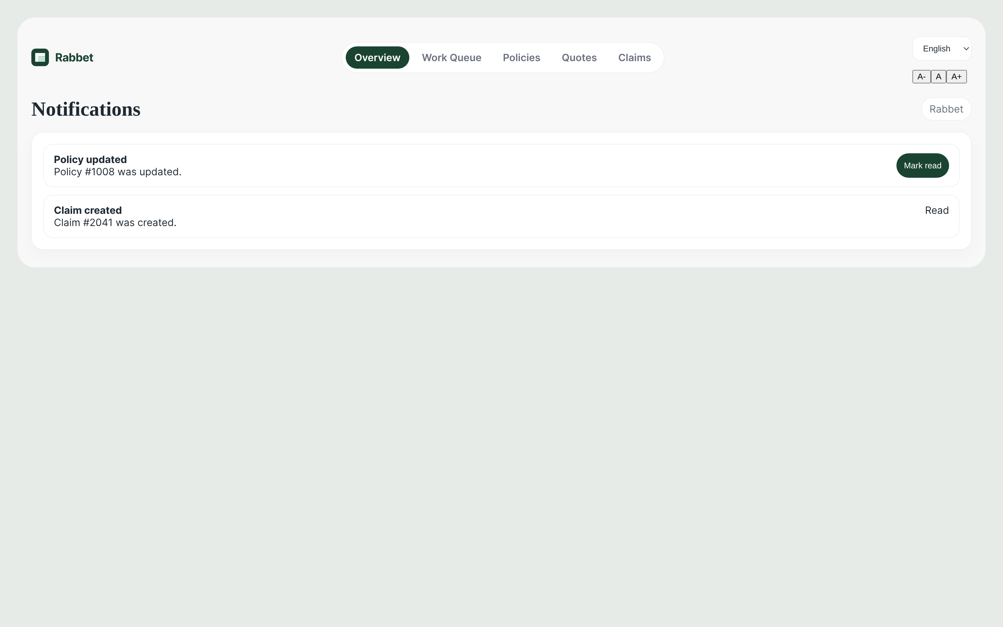 User notification center